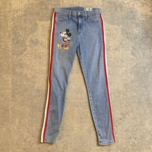 SIWY Jeans Womens 27 Medium Wash Blue Mid Rise Skinny Mickey Mouse Side Stripe